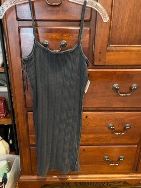 NWT We The Free Ribbed Mini Slip Dress in Charcoal